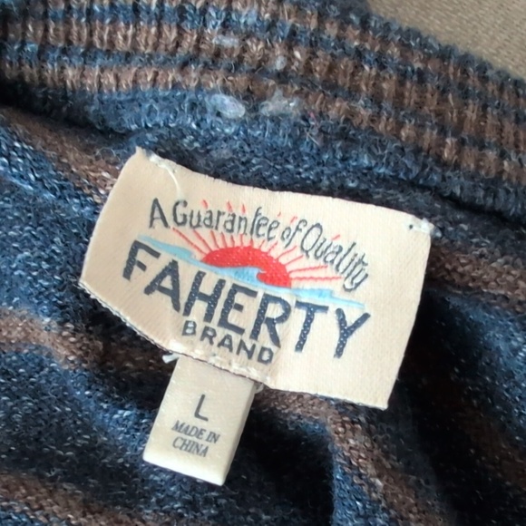 Faherty Brand Sconset Chestnut Striped Crewneck Pullover - Picture 5 of 5